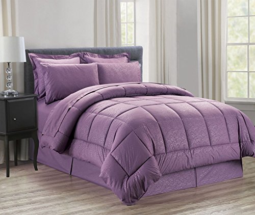 Ben&Jonah King Size 8 Piece Vine Down Alternative Bed N Bag (100 inch x 86 inch ) - Plum