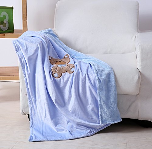 Ultra Soft Teddy Baby Blanket (30 inch x 40 inch ) - Blue