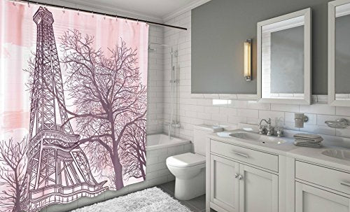 BenandJonah Collection Fabric Shower Curtain 70 x 72 inch Paris Eiffel Tower