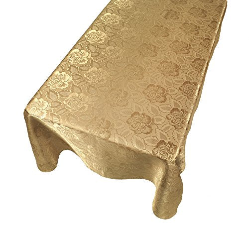 Park Avenue Deluxe Collection Park Avenue Deluxe Collection inch Rose Damask inch 60 inch x84 inch Fabric Tablecloth in Gold