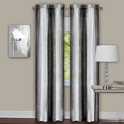 Ben&Jonah Collection Sombre Window Curtain Panel Pair 40x84 - Black / White
