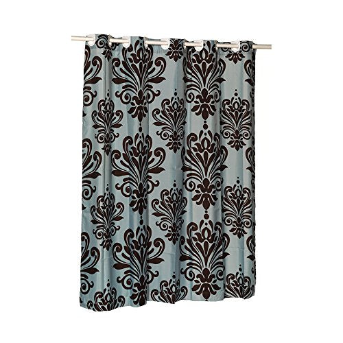Park Avenue Deluxe Collection EZ-ON? inch Beacon Hill inch Polyester Shower Curtain in Chocolate on Spa Blue