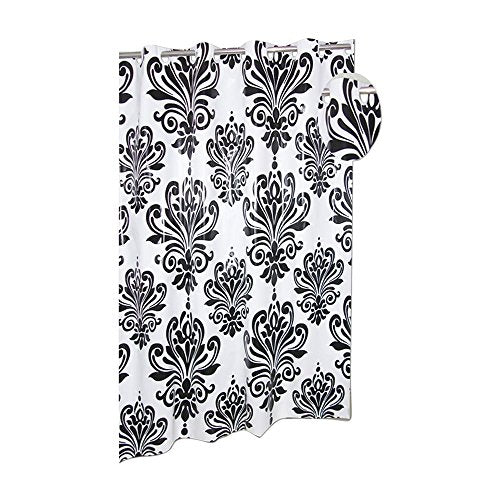 Park Avenue Deluxe Collection Park Avenue Deluxe Collection EZ-ON? PEVA inch Beacon Hill inch Shower Curtain in Black on White