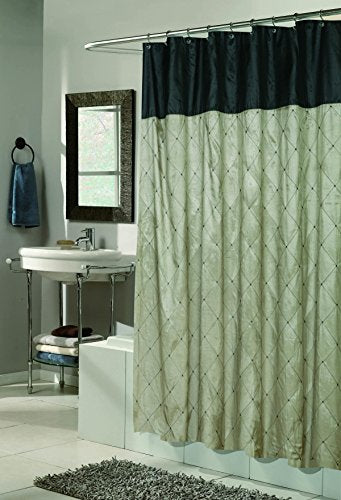 BenandJonah Collection Fabric Shower Curtain 70 x 72 inch Diamond Design Balmoral Black/Brown