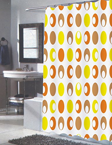 BenandJonah Collection Fabric Extra Long Shower Curtain 70 x 84 inch 70's Design