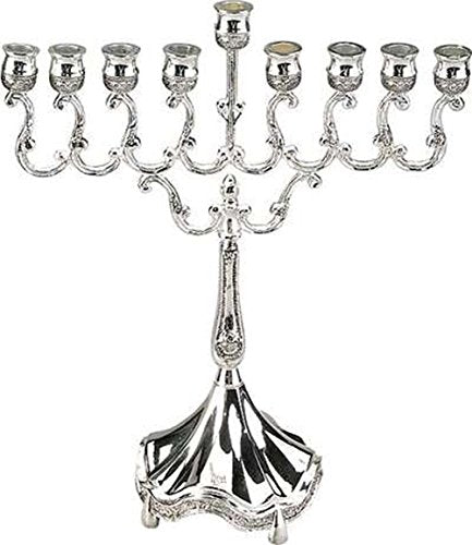 Lamp Lighters Ultimate Judaica Silver Plated Menorah - Â 8 inch H X 6.5 inch W