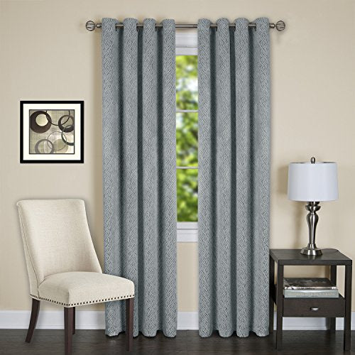 Lorraine Set of 2 Room Darkening Energy Efficient Blackout Curtain Panels (52 inch x 84 inch ) with 8 Grommets - Blue