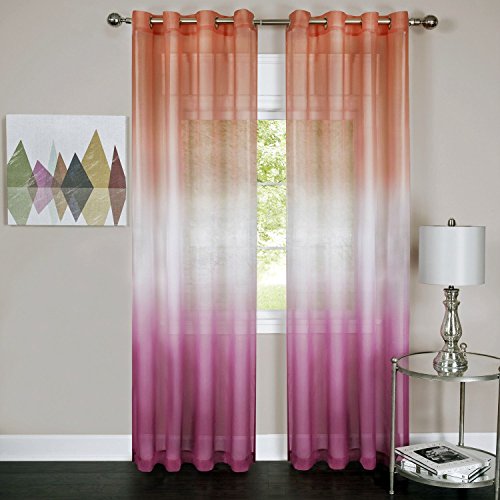 Luck of the Irish Leprechaun Rainbow Ombre Sheer Panel in Pink (50 inch x 84 inch )One Panel Only