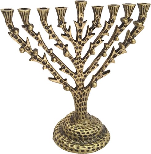 Lamp Lighters Ultimate Judaica Eitz Chaim Tree of Life Hanukkah Menorah (8 inch Gold)