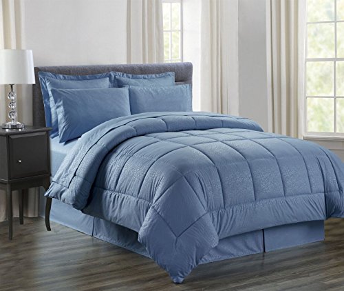Ben&Jonah Queen Size 8 Piece Vine Down Alternative Bed N Bag (86 inch x 86 inch ) - Ocean Blue
