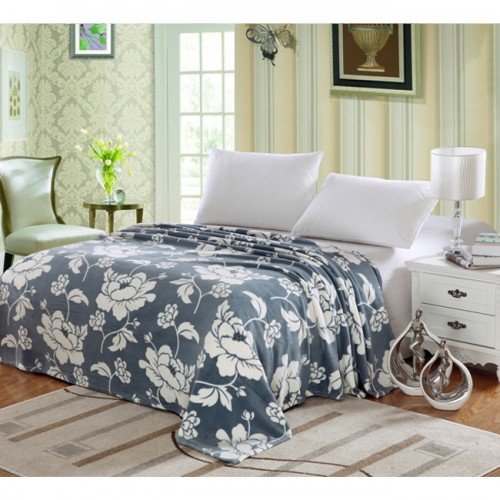 Ben&Jonah Designer Plush Full Madison Micro Fleece Jacquard Blanket -Charcoal