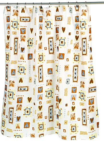 Love Stamp Heart Fabric Shower Curtain Size: 70 inch x 72 inch