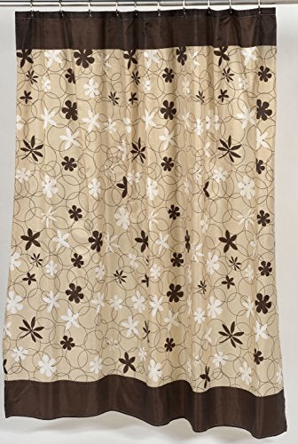 BenandJonah Collection Fabric Shower Curtain 70 x 72 inch Flower Party Brown