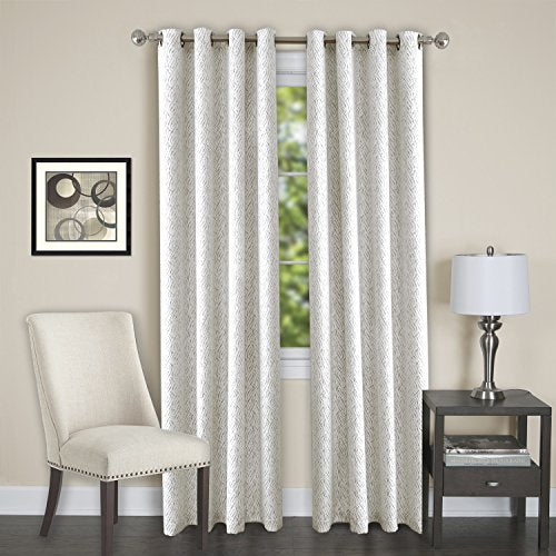 Lorraine Room Darkening Energy Efficient Blackout Curtain Panel (52 inch x 84 inch ) with 8 Grommets - White