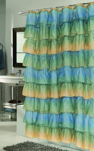 The Conquistador Collection Flamenco Tiered Crushed Voile Fabric Shower Curtain (70 inch x 72 inch ) - Ombre