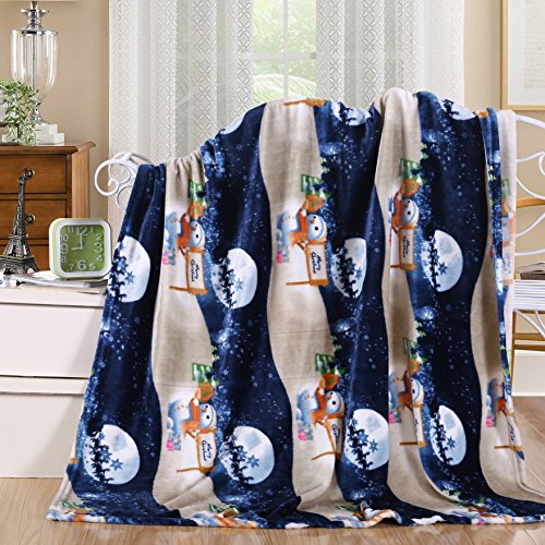 Ultra Soft Holiday Fleece Blanket (50 inch x 60 inch ) - Night Snowman