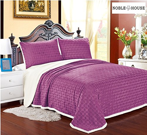 Cozy Living Ultra Soft Reversible King Blanket with Sherpa Lining - Mauve