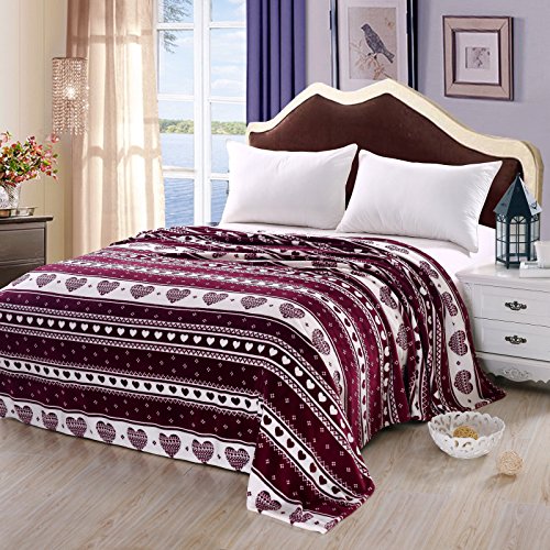 Corzon Enamorado Queen Size (86 inch x 86 inch ) Micro-Fleece Blanket - Burgundy
