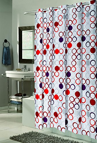 Royal Bath Easy On No Hooks Needed Stall Size (54 inch x 78 inch ) Fabric Shower Curtain with Built in Hooks - Bohemia