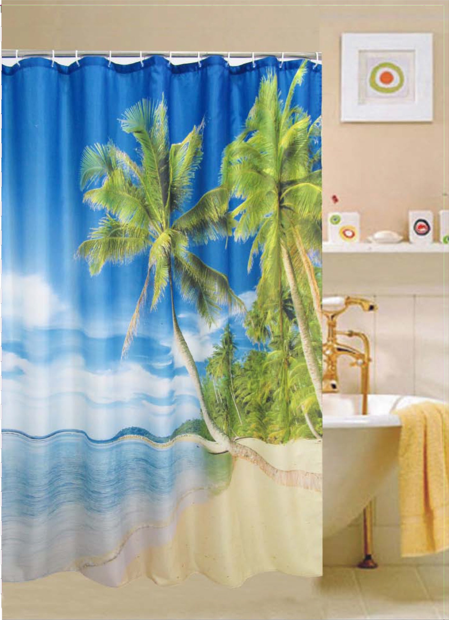 Royal Bath Tropical Paradise Fabric Shower Curtain - 71" x 71"