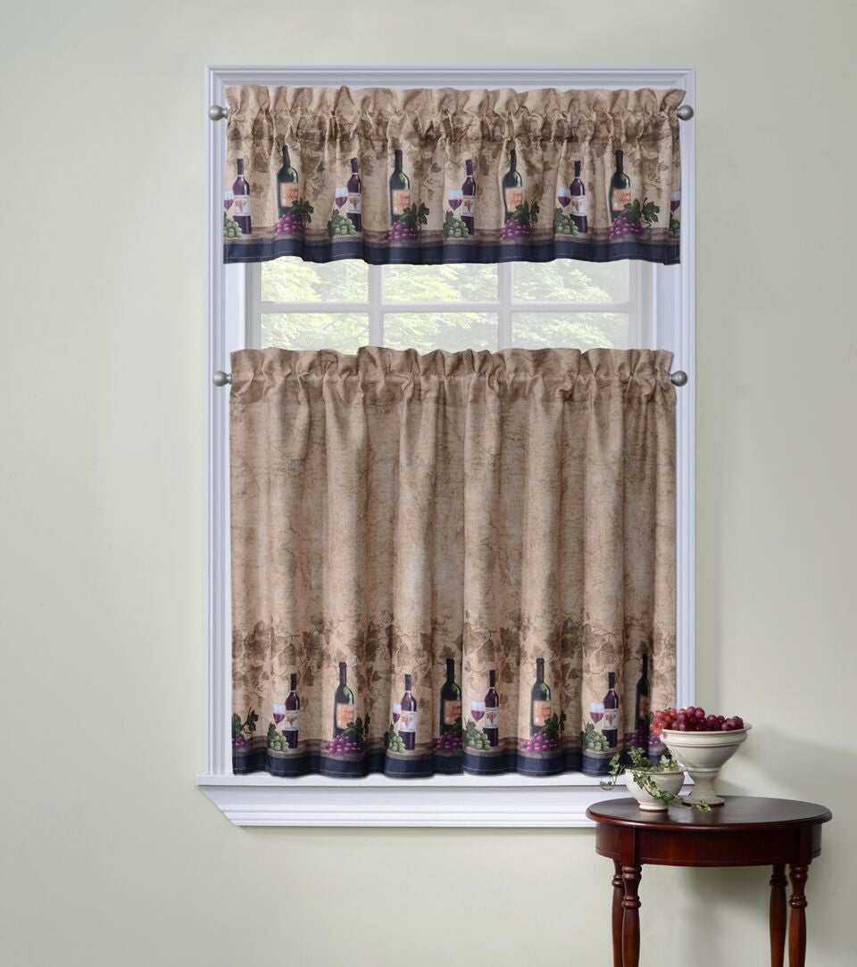 Cabernet 3 Piece Kitchen Curtain Window Set