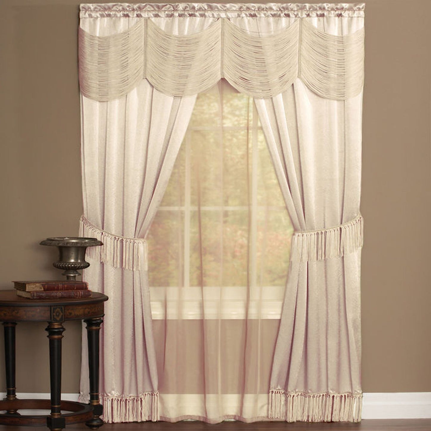 Traditional Elegance Halo 6 Piece Window Curtain Set - 56x63 - Ivory