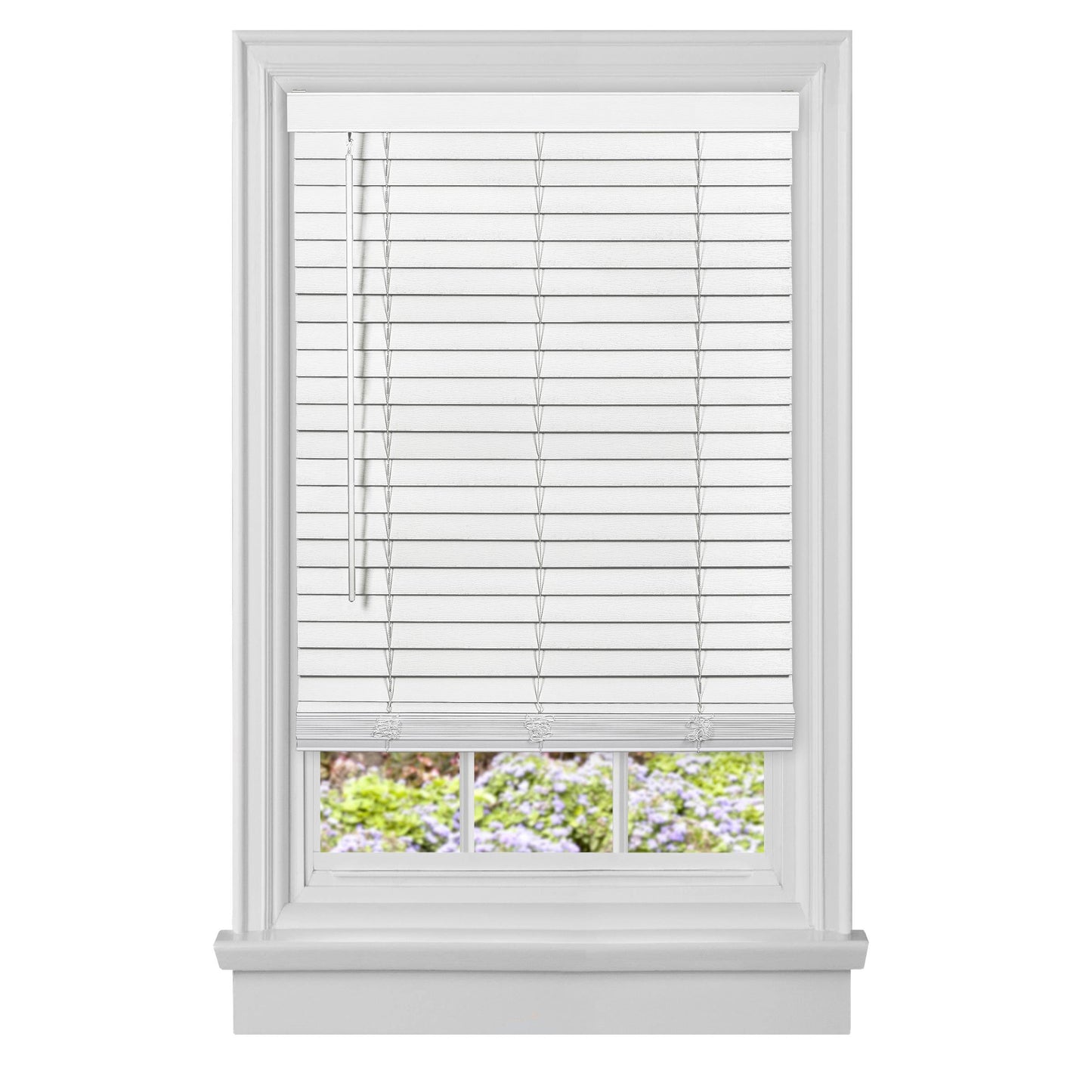 Traditional Elegance Cordless Madera Falsa 2" Faux Wood Plantation Blind 45x64 - White