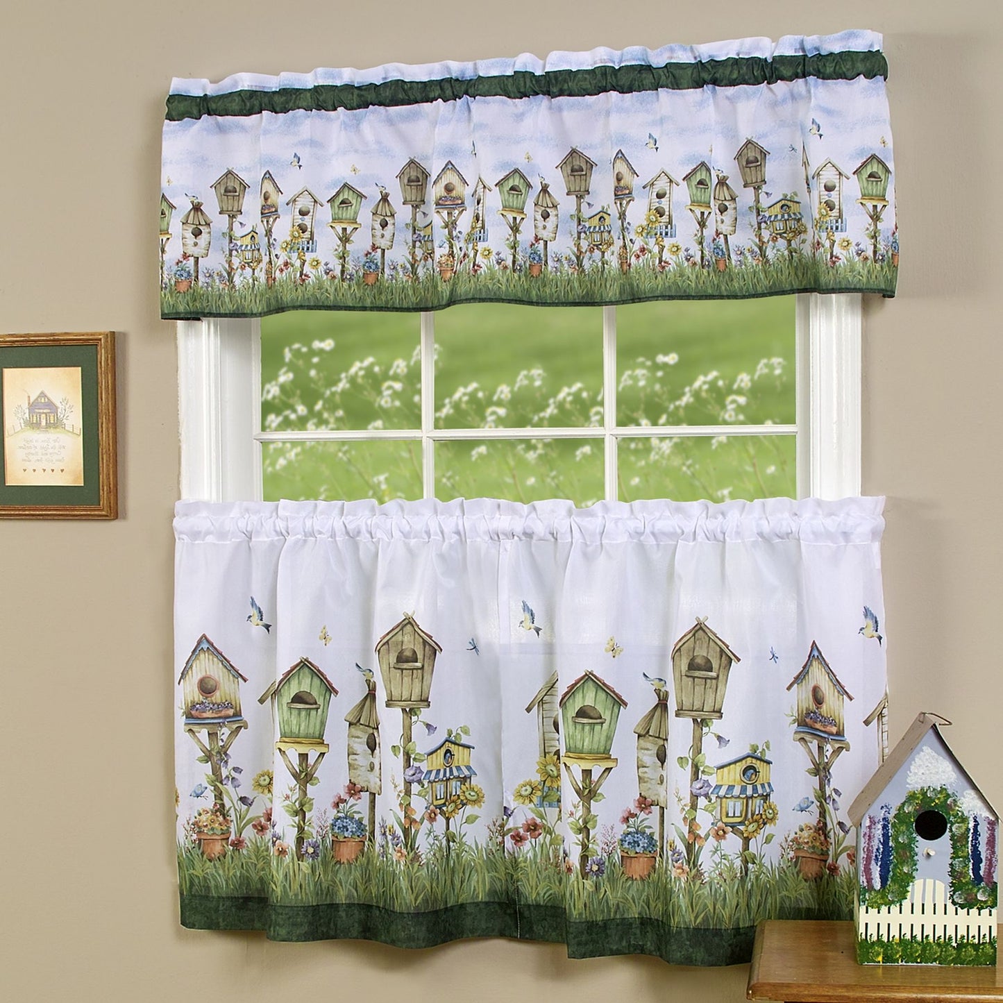Traditional Elegance Home Sweet Home Tier and Valance Window Curtain Set - 58x24 - Multi