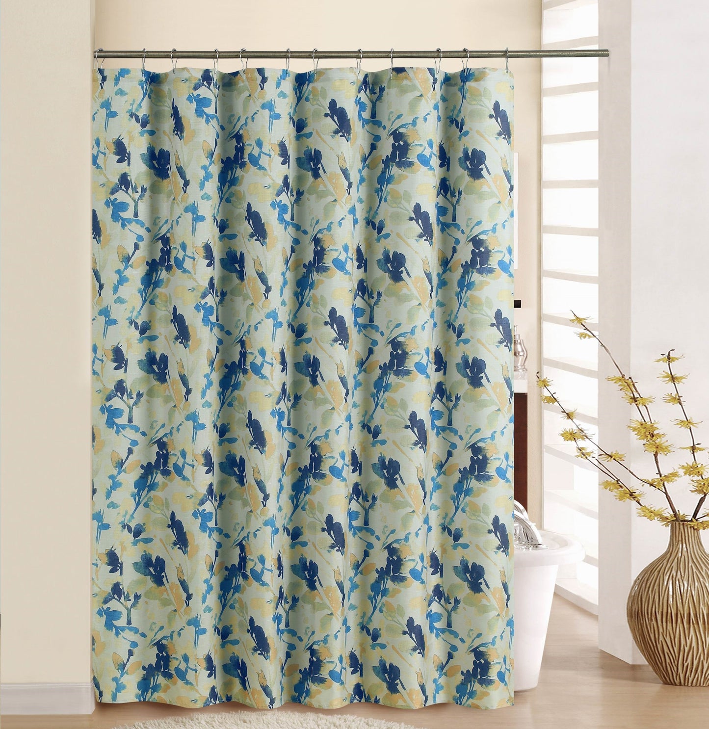 Royal Bath Waverly Watercolor Leaves Fabric Shower Curtain (70" x 72")