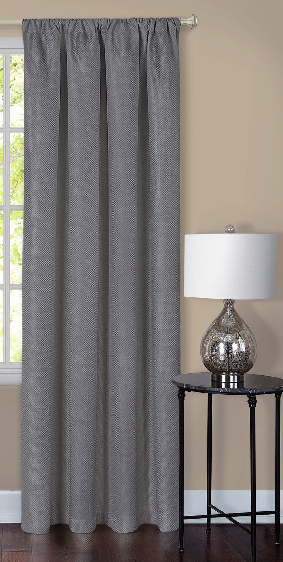Traditional Elegance Melody Blackout Window Curtain Panel - 52x63 - Grey