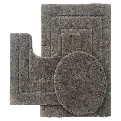 Ben & Jonah Clearwater Collection – 3-Piece Bathroom Rug Set – Beige – Soft Microfiber Bath Mat, Contour Rug & Lid Cover