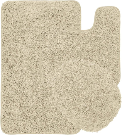 Ben & Jonah Layla 3 Piece Shaggy Bathroom Rug Set, Bath Mat, Contour Rug, Standard Toilet Lid Cover, Non-Slip