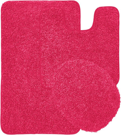Ben & Jonah Layla 3 Piece Shaggy Bathroom Rug Set, Bath Mat, Contour Rug, Standard Toilet Lid Cover, Non-Slip