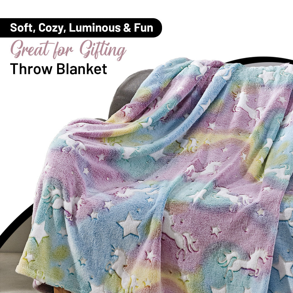 Ben & Jonah Glow In The Dark Throw Blanket – 50 X 70 Inch Soft Polyester, Luminous Design For Cozy Nights