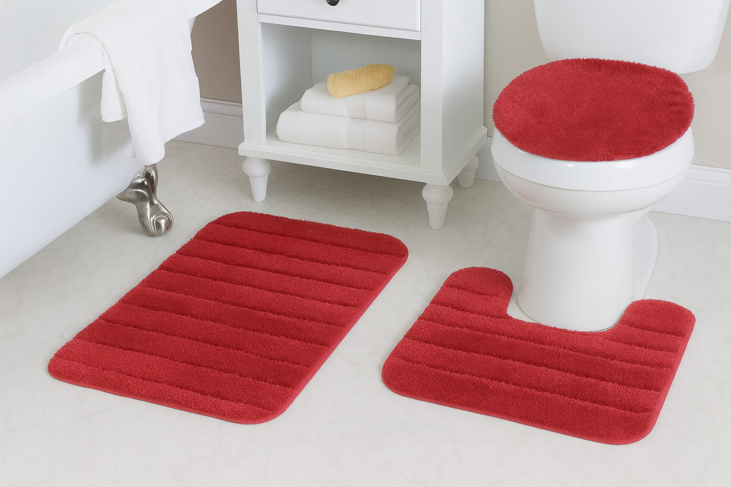 FonteLusso 3-Piece Bath Rug Set – Plush, Slip-Resistant, Machine Washable