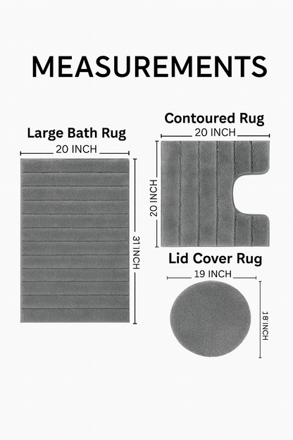 FonteLusso 3-Piece Bath Rug Set – Plush, Slip-Resistant, Machine Washable