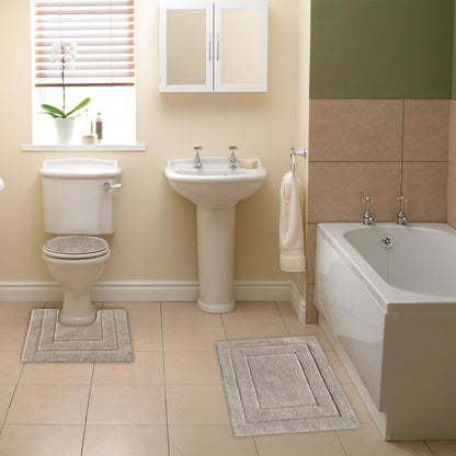 Ben & Jonah Clearwater Collection – 3-Piece Bathroom Rug Set – Beige – Soft Microfiber Bath Mat, Contour Rug & Lid Cover