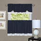 Sally Elegance Double Layered 3 Piece Tier (58 inch  x 36 inch ) and Valance (58 inch  x 14 inch ) Set - Navy