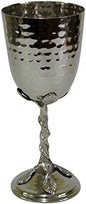 Kiddush Cup Hammered With Silver Leaf  7 inch H