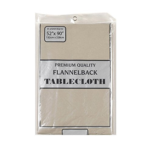 Park Avenue Deluxe Collection 52'' x 90'' Vinyl Tablecloth with Polyester Flannel Backing in Linen Color
