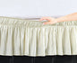 EasyWrap Ivory Elastic Ruffled Bed Skirt with 16 inch  Drop - Twin/Full