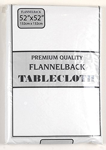 Dinner Collection by Bon Appetit Solid Color Vinyl Tablecloth with Polyester Flannel Backing - White (70 inch  Round)