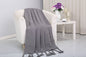 Tejido Collection Classic Woven Knitted Throw Blanket with Fringes (50 inch  x 60 inch ) - Grey