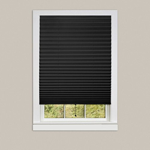 Park Avenue Collection 1-2-3 Vinyl Room Darkening Temporary Pleated Shade - Black - 48x75