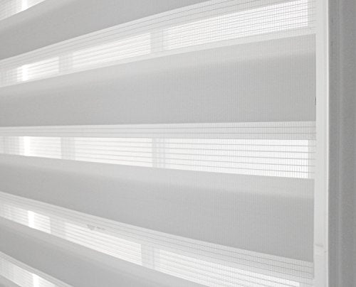 Modesta Collection White Cordless Sheer Double Layered Fabric Window Shade - 29 inch  x 72 inch 