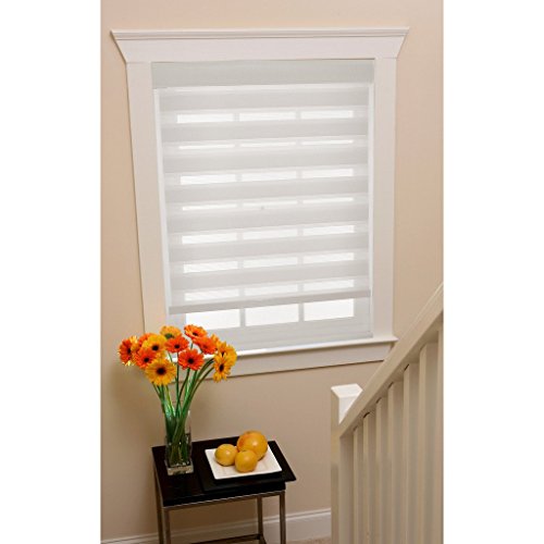 Park Avenue Collection Cordless Celestial Sheer Double Layered Shade 23x72 - White