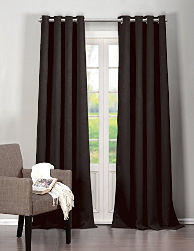 Park Avenue Collection Quincy 76X84 inch  Blackout Grommet Pair Panel /Black