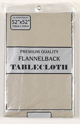 Simple Elegance by Bon Appetit Solid Color Vinyl Tablecloth with Polyester Flannel Backing - Linen (70 inch  Round)