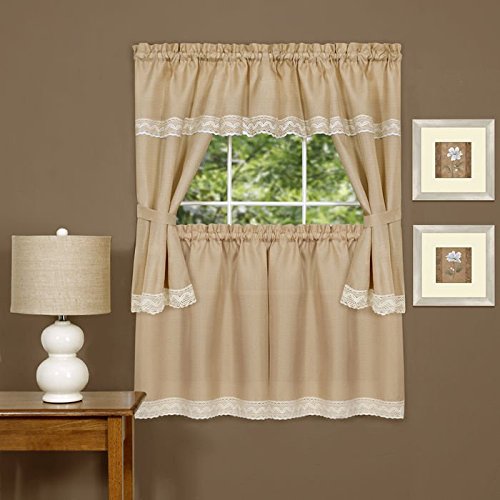 Park Avenue Collection Harwood Embellished Cottage Set 58x24 Tier Pair/ 58x36 Topper
