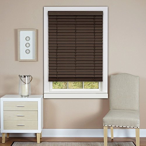 Park Avenue Collection Cordless Madera Falsa 2 inch  Faux Wood Plantation Blind 35x64 - Mahogany